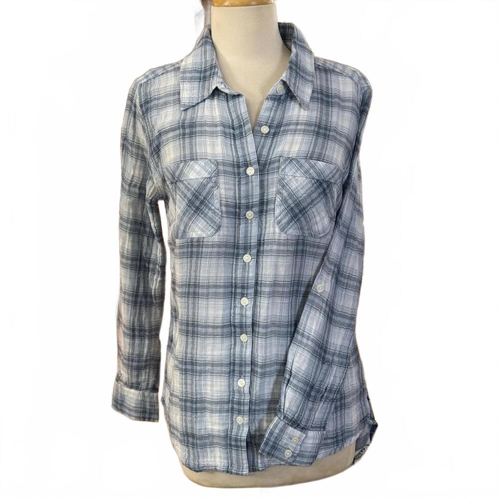 Style & Co button up plaid with paisley detail on the back